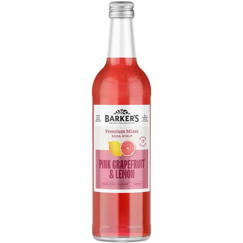 Barker's Reduced Sugar Premium Mixer Syrup Pink Grapefruit & Lemon 500ml
