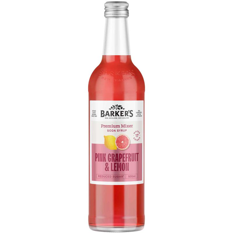 Barker's Reduced Sugar Premium Mixer Syrup Pink Grapefruit & Lemon 500ml image number 0