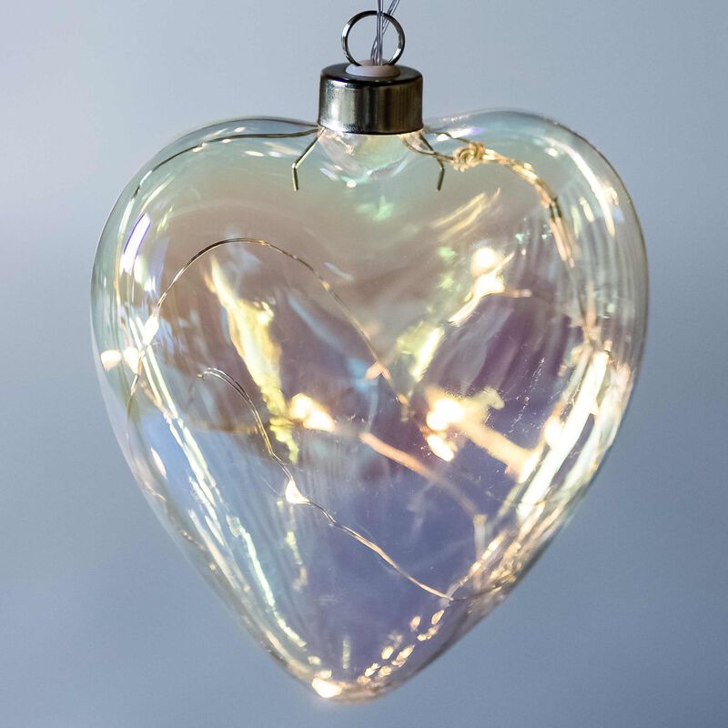 Stellar Haus Pearl Tint Heart Hanging Glass Light 12cm image number 1