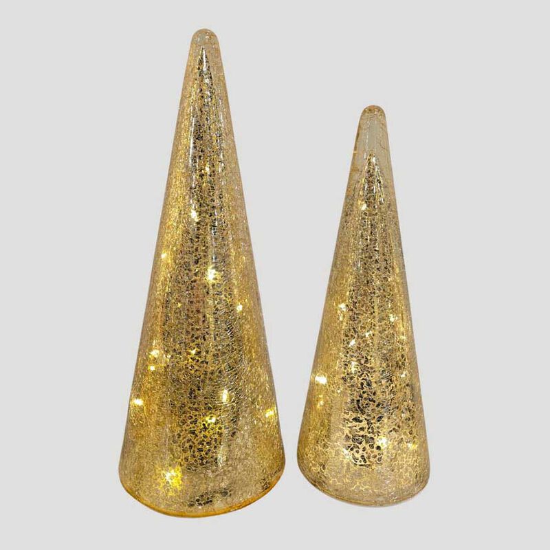 Stellar Haus Gold 28cm Crackle Glass Tree image number 2