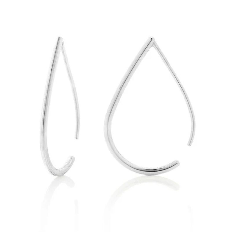 Boh Runga Droplet Hoops Silver image number 0