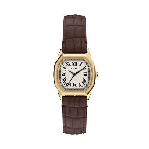 Fossil Harlow Three-Hand Brown Croco Leather Watch ES5426