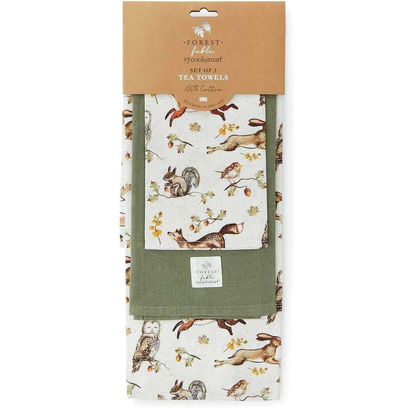 Cooksmart Forest Fable 3 Pack Tea Towels image number 0