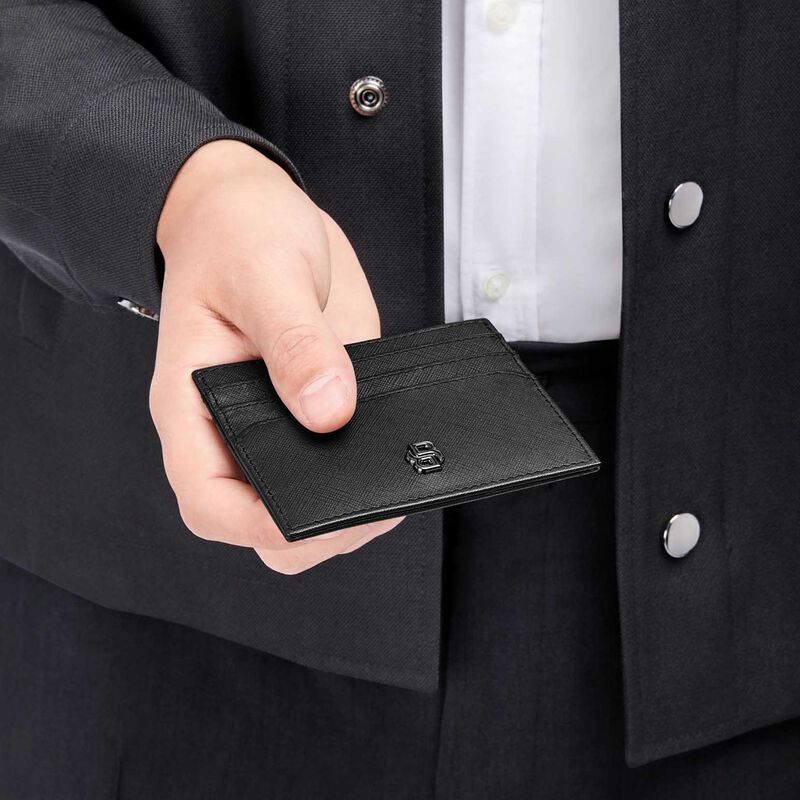 Boss Card Holder Double B Saffiano Leather Black image number 1