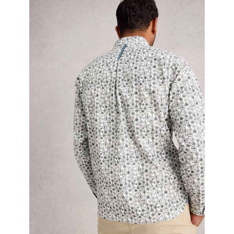 White Stuff Finsbury Mono Bike Print Shirt image number 1