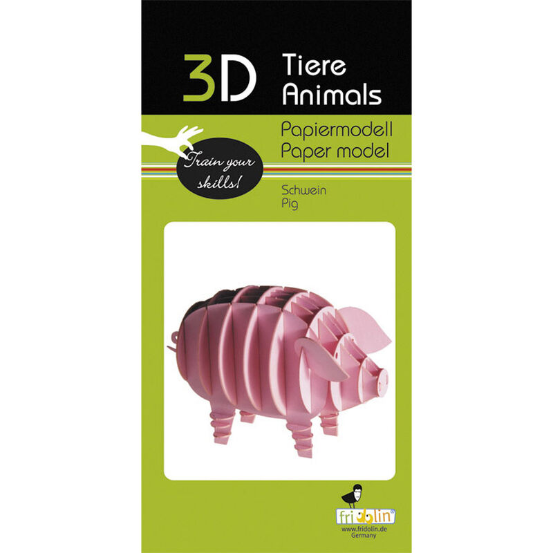 Fridolin 3D Paper Model - Pig image number 1
