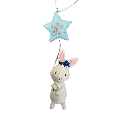 Baby's First Rabbit With Blue Star Balloon