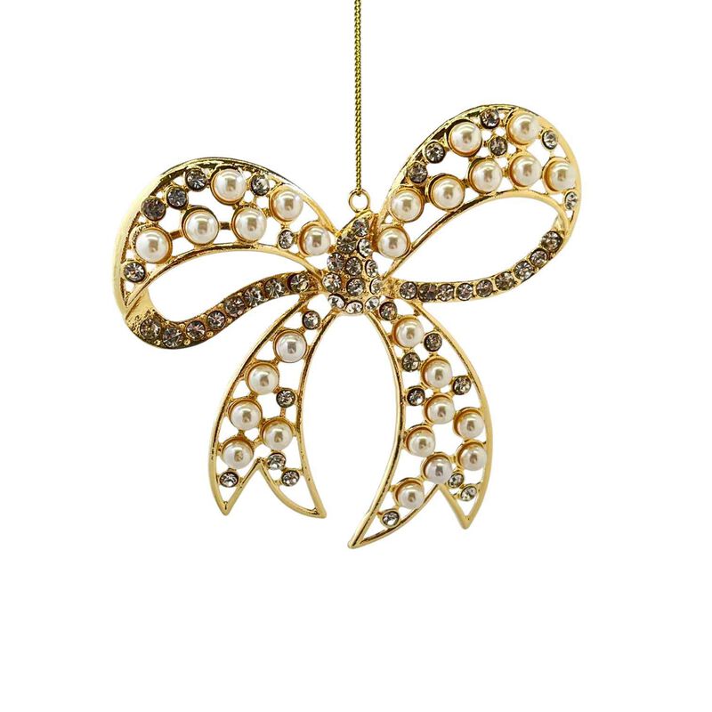 Gold Wire Bow With Pearl Detail image number 0
