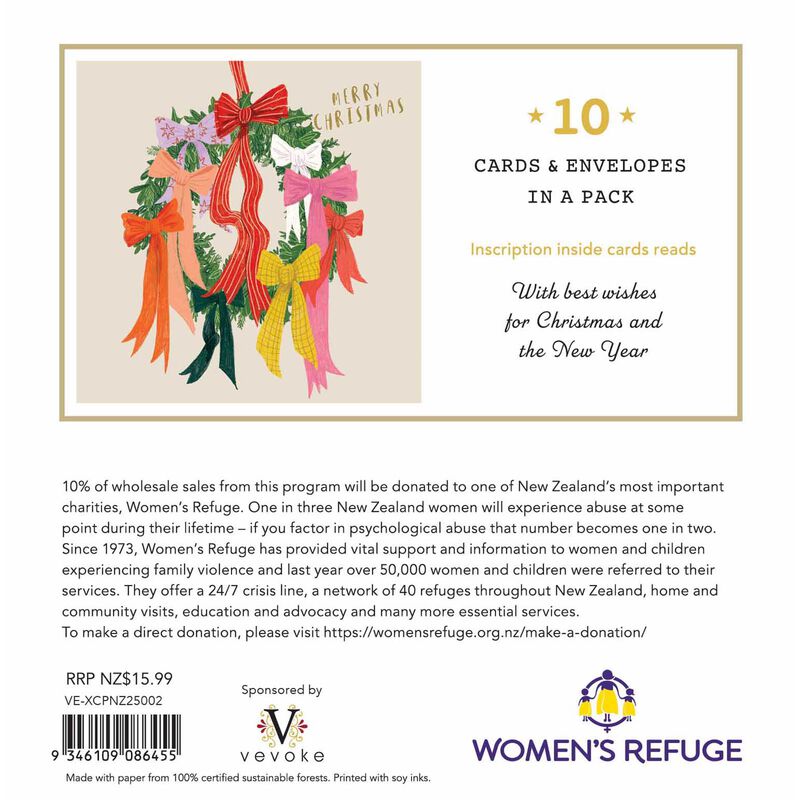 Women's Refuge Weath of Ribbons Christmas Card Wallet image number 1