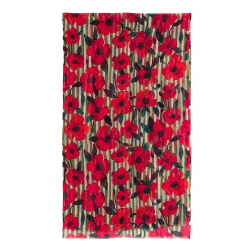 Seasalt Cornwall Pretty Printed Scarf Stripey Floral Moss