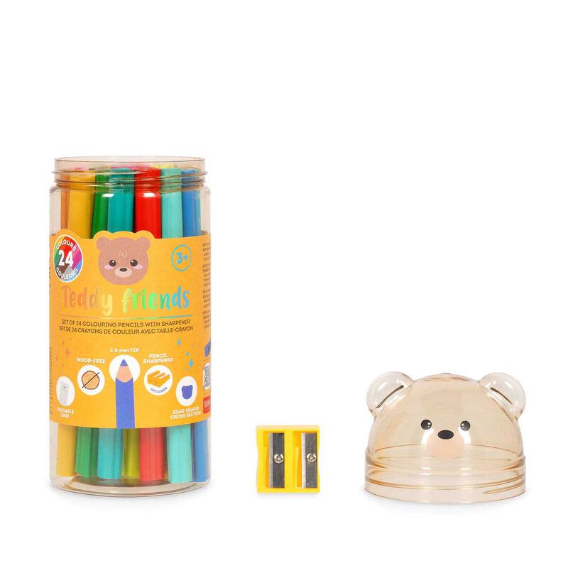 Legami Teddy Friends Teddy Bear Colour Pencils With Sharpener Set Of 24 image number 3