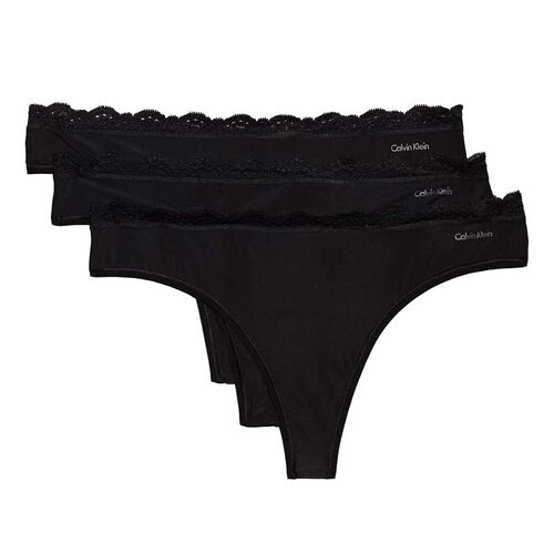 Calvin Klein Microfiber Stretch With Lace Thong 3 Pack