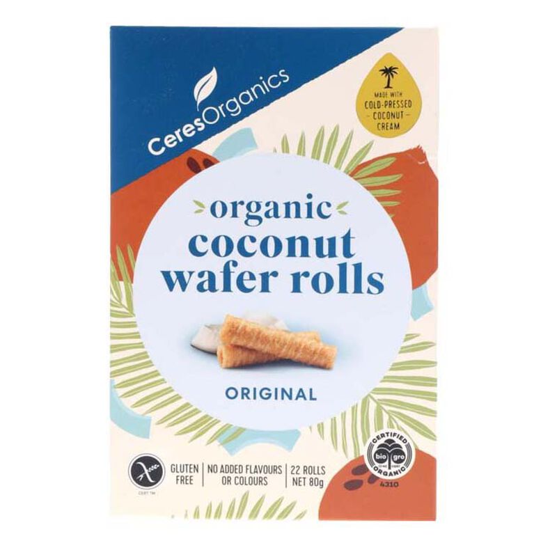 Ceres Organic Coconut Wafer Rolls Original 80g image number 0