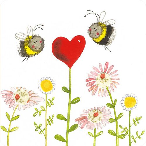Alex Clark Bees And Heart Coaster