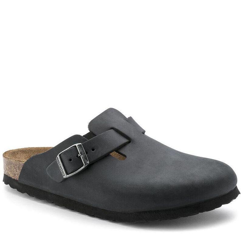 Birkenstock Boston Oiled Leather Black Regular Width Sandal image number 0