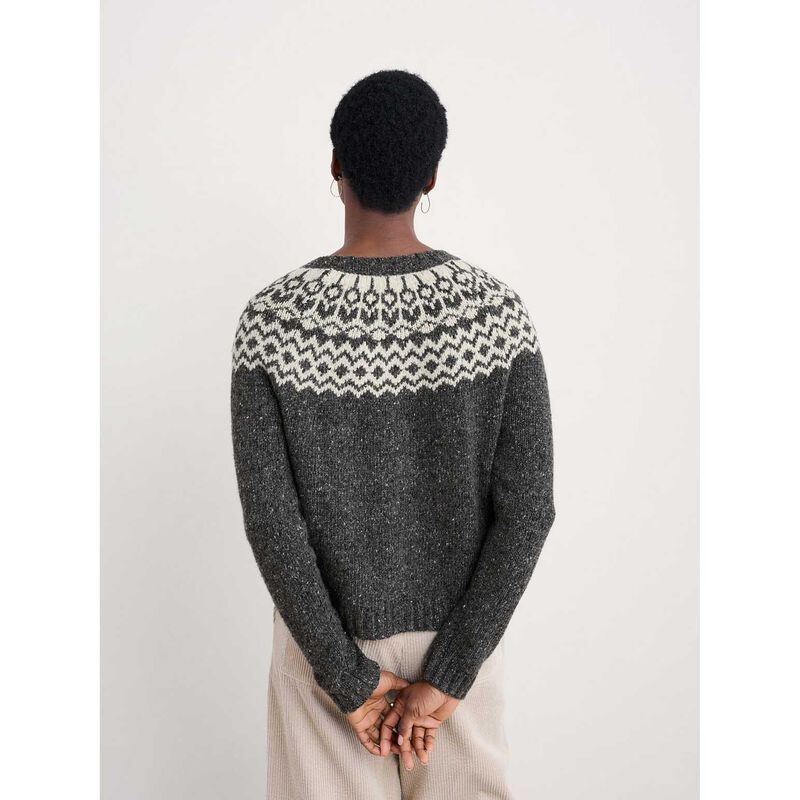 Seasalt Cornwall Port Kinnis Cardigan Merino Wag Tail Coal Aran image number 1