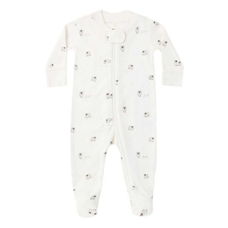 Quincy Mae Zip Long Sleeve Sleeper Footie Sheep image number 0