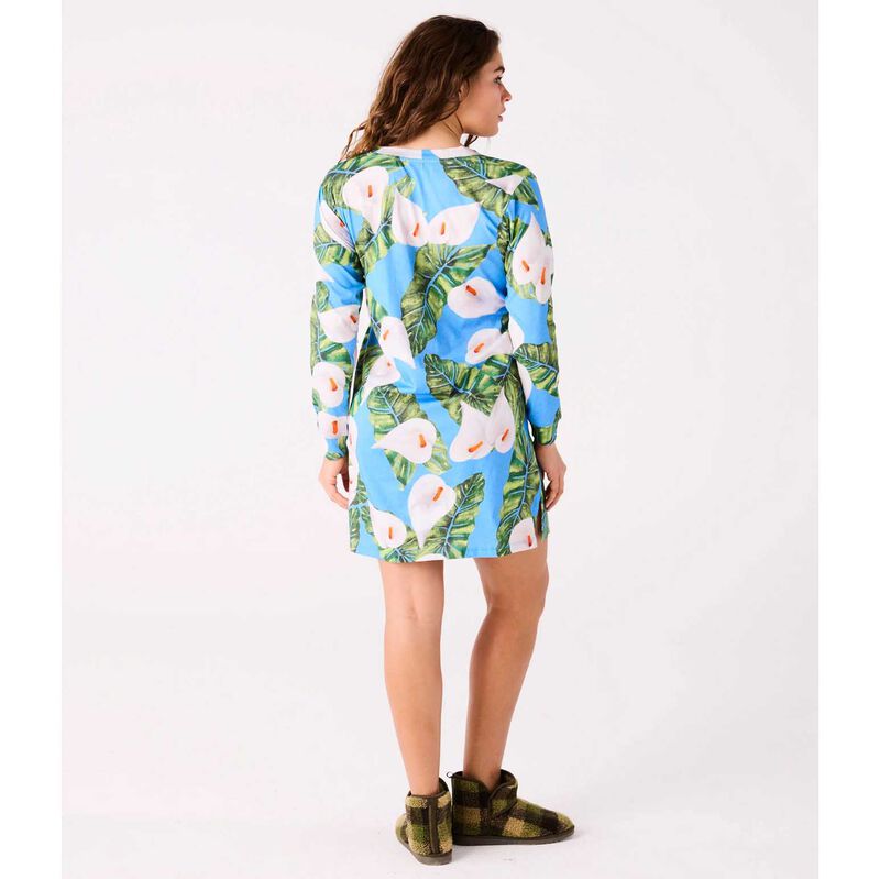 Kip&Co Lily Of The Valley Blue Organic Cotton Long Sleeve Nightie image number 1