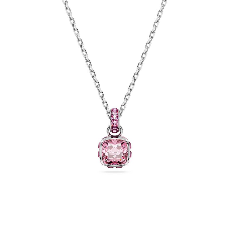 Swarovski Birthstone Square Cut Pendant - October Pink image number 0