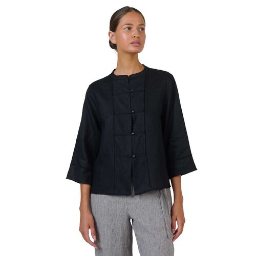 Naturals By O & J Black Linen Top