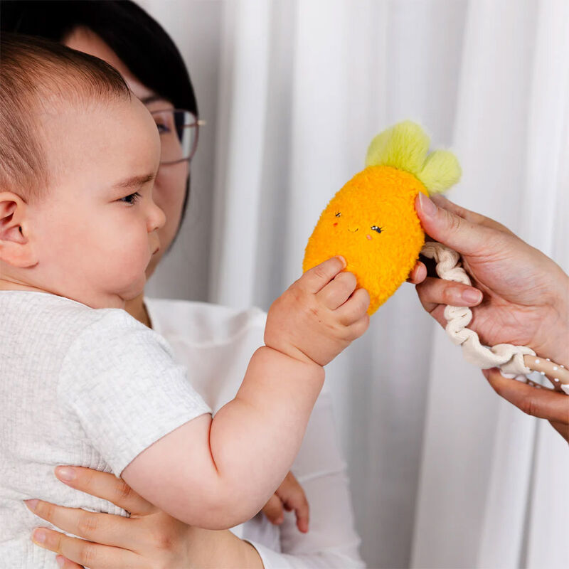 Living Textiles Plush Stroller Toy 2 Pack - Carrot & Green Peas image number 1