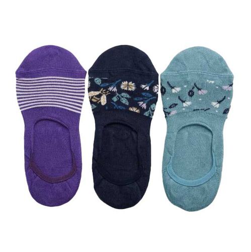 Seasalt Cornwall Everyday Liner Socks Pack Of 3 Lilac Tree Mix
