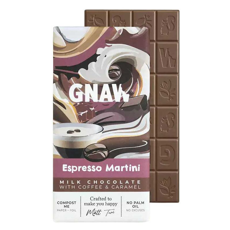 GNAW Espresso Martini Coffee Milk Chocolate Bar 80g image number 0