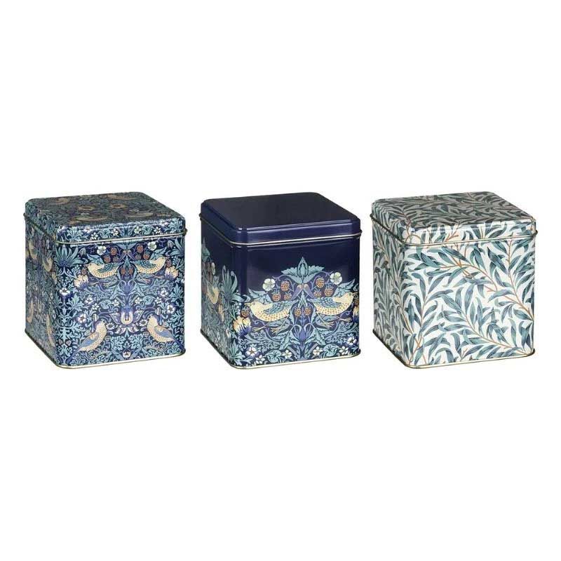 Arts & Crafts Set Of 3 Square Tins Blues 108x108x110mm image number 1