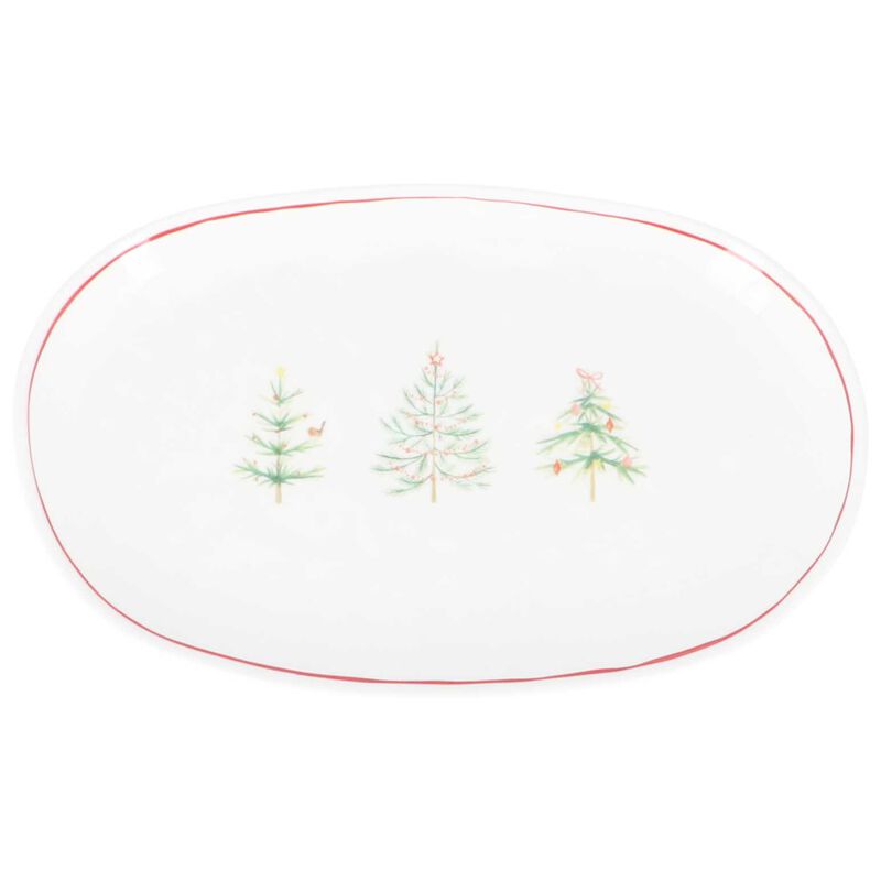 Gisela Graham Scandi Trees Stoneware Oval Plate image number 0