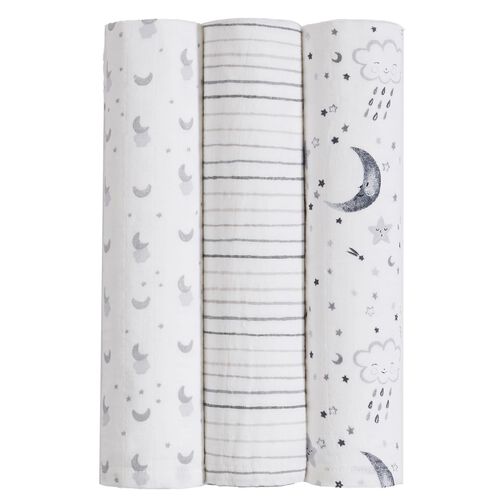 Pottery Barn Kids Organic Muslin Skye Swaddle Set Of 3