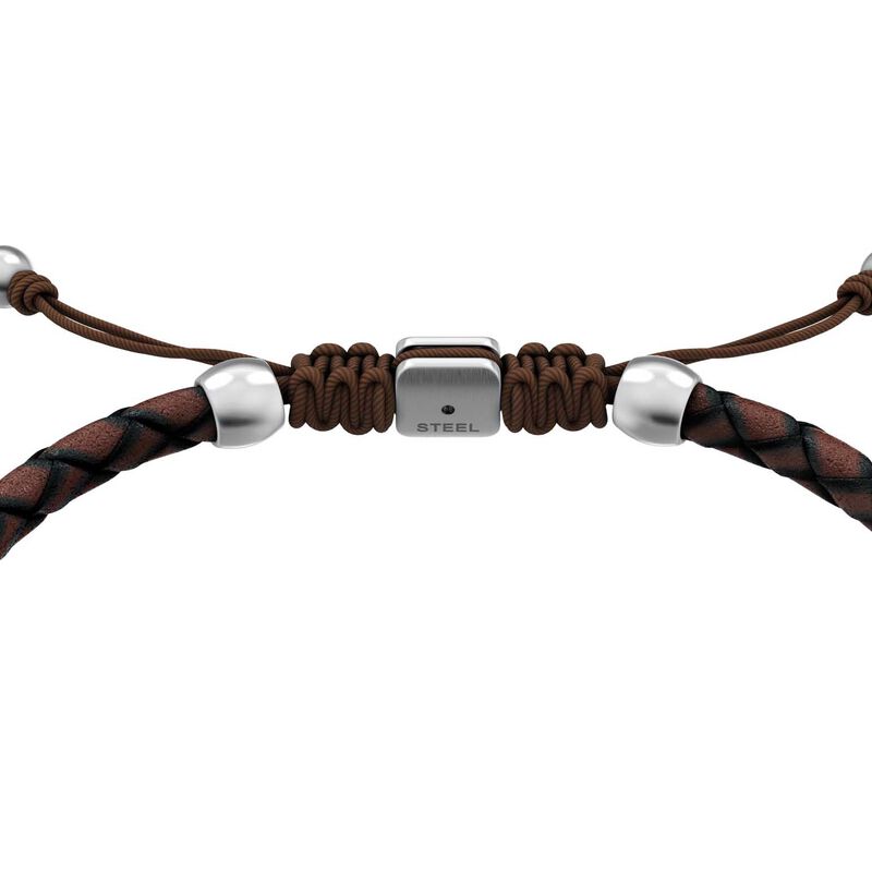 Fossil Everett Enamel Brown Leather Station Bracelet image number 2