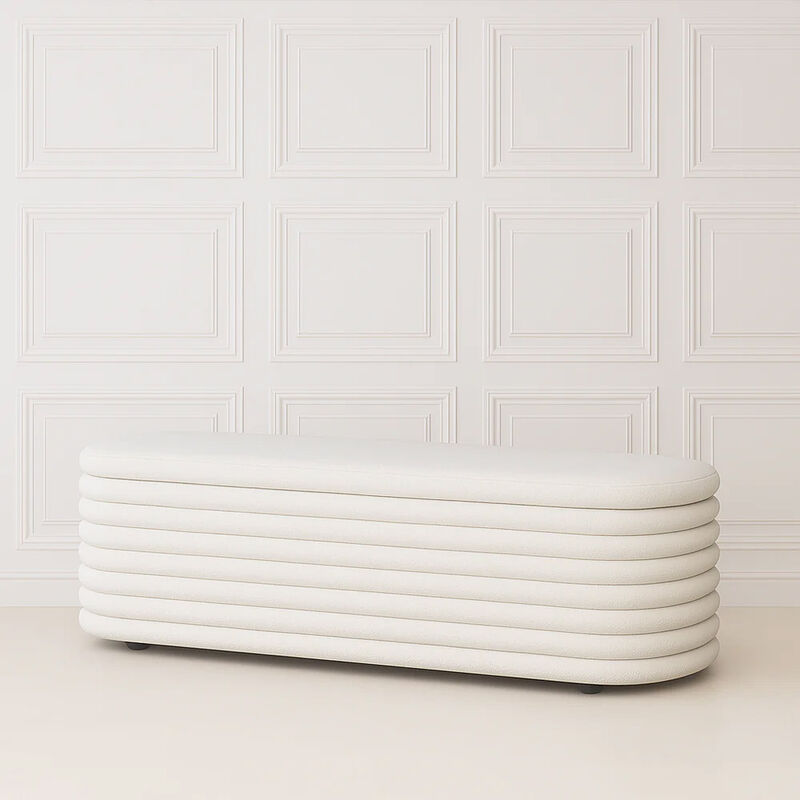 Channelled Boucle Storage Bench image number 3