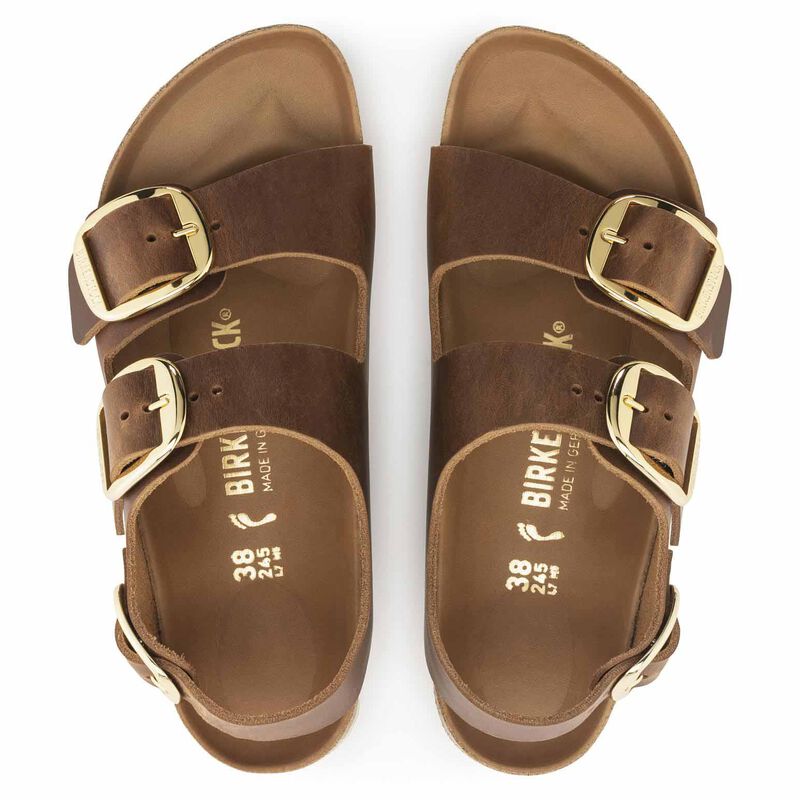 Milano Big Buckle Oiled Leather Cognac Regular Width Sandal image number 1