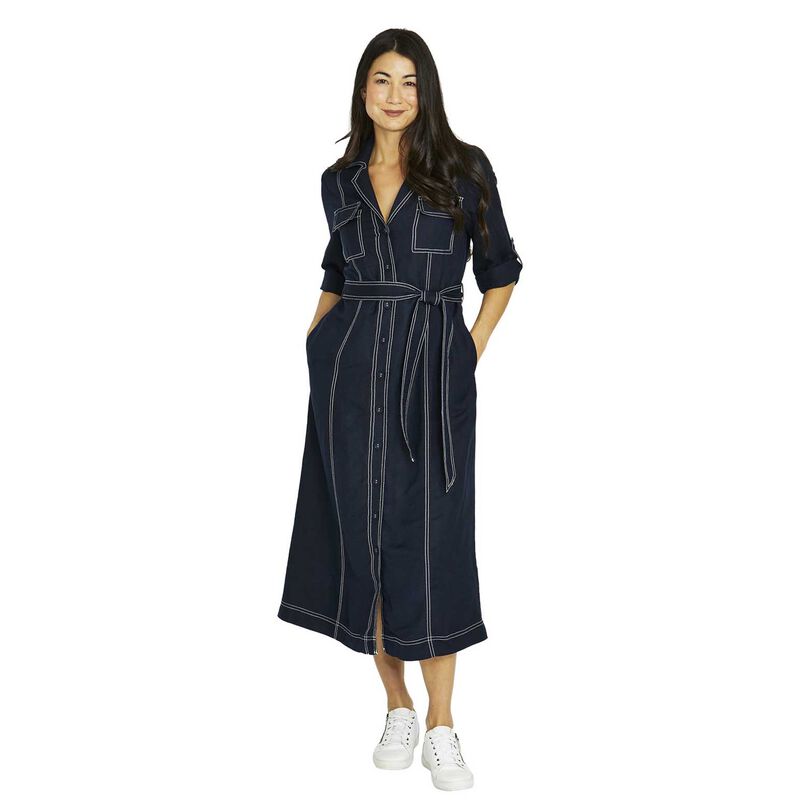 Jump Contrast Stitch Tie Dress image number 0