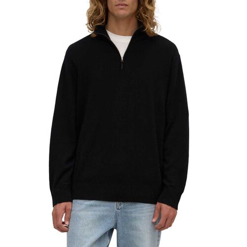 Assembly Label Austin Wool Cashmere Half Zip Knit Black