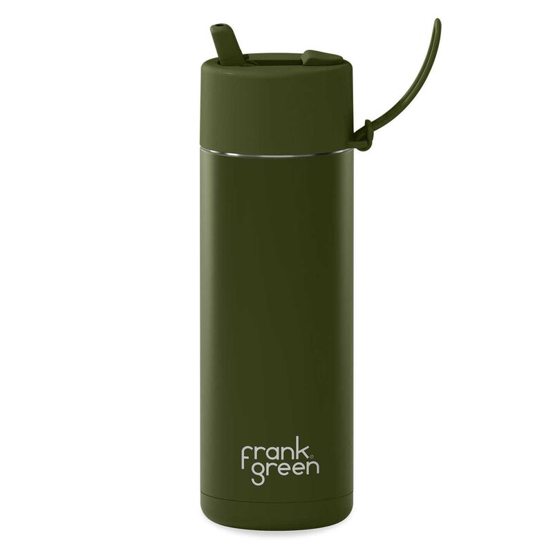 frank green 20oz Ceramic Bottle with Flip Straw Lid Khaki image number 0