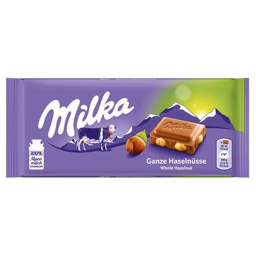 Milka Whole Hazelnut Chocolate Bar 100g