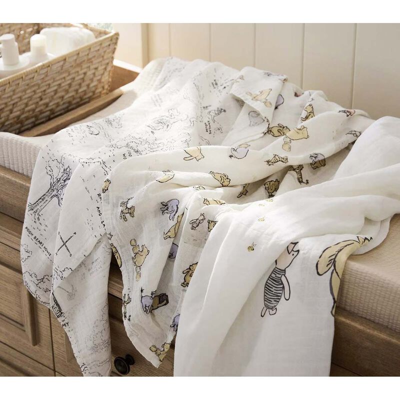 Pottery Barn Kids Winnie The Pooh Organic Muslin Swaddle Set Of 3 image number 1