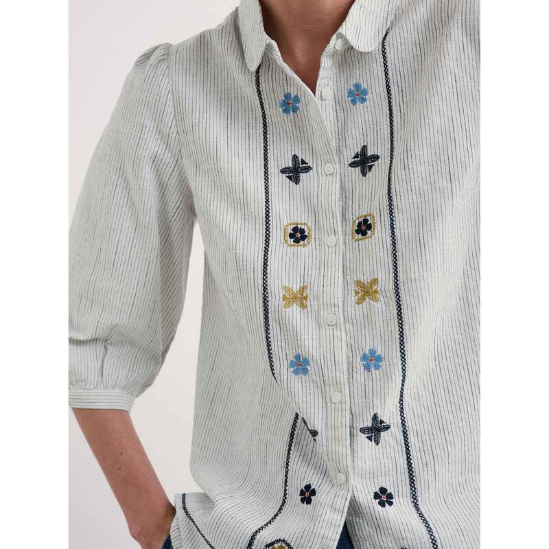 Seasalt Cornwall Hope Cottage Emb Blouse Simplicity Stripe Chalk Mari image number 2