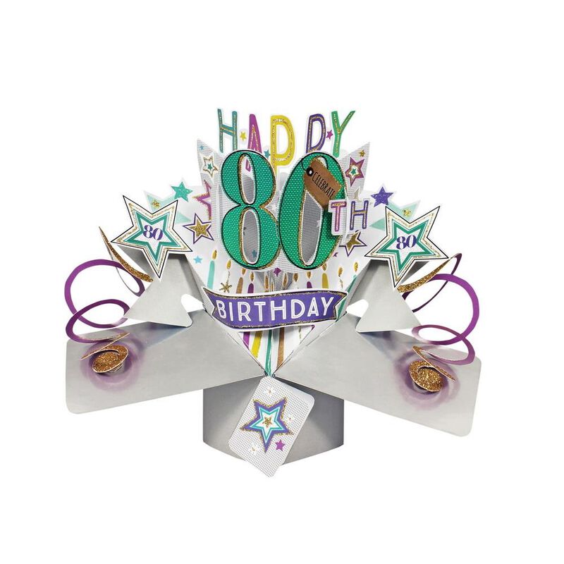 Antics 80th Birthday Stars Pop Up Card image number 0