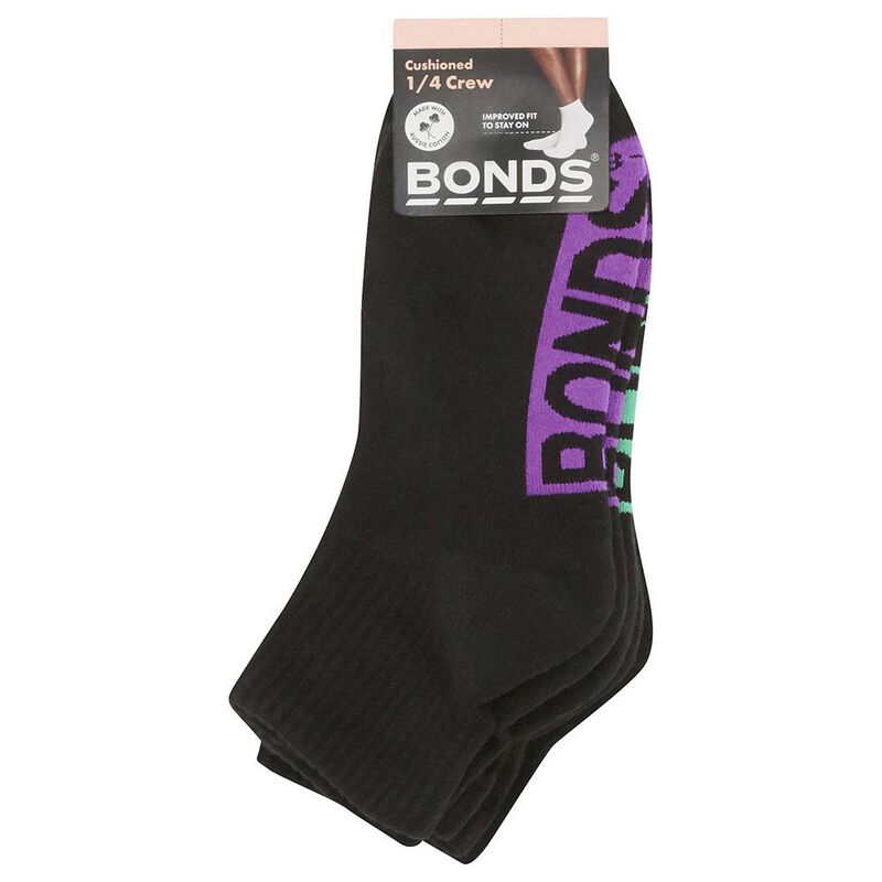 Bonds Logo Quarter Socks - 3 Pack image number 2