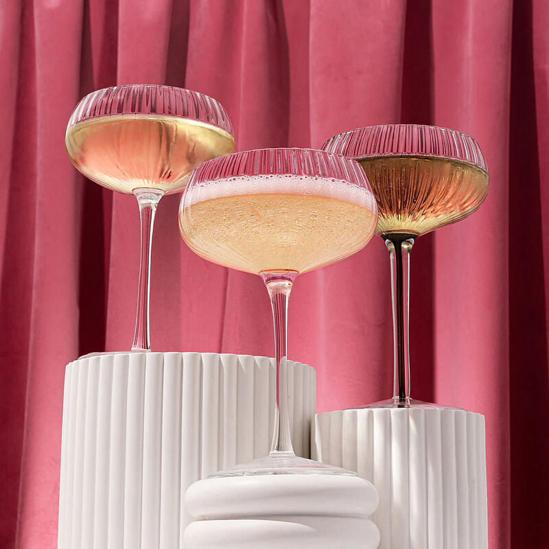 Home Lab Ribbed Champagne Coupe Clear Set Of 4 image number 2