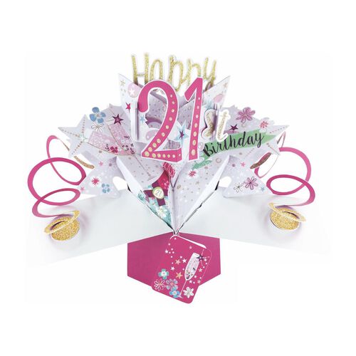 Antics 21st Birthday Bubbly Pop Up Card
