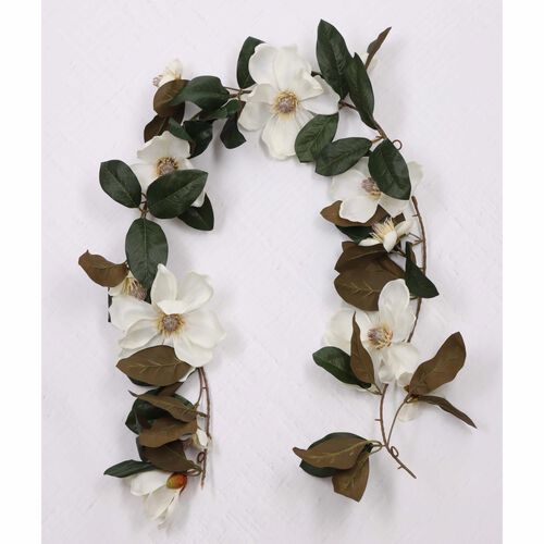 Magnolia Garland With White Flowers 150cm