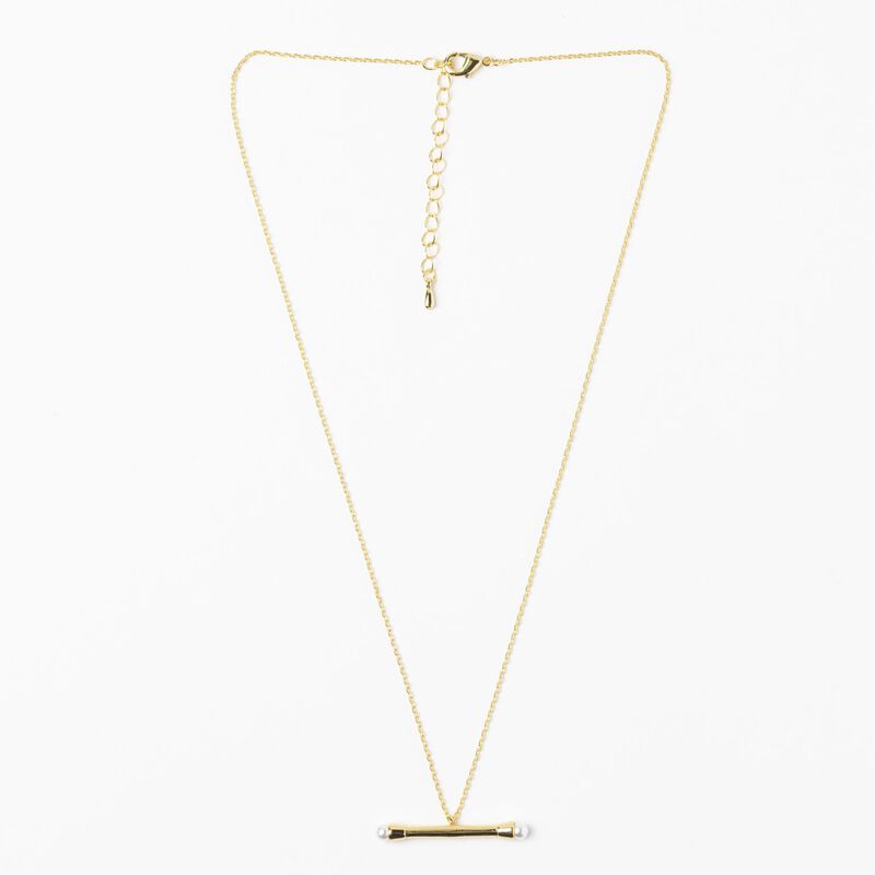 Stella + Gemma Necklace Gold Rod Pearl Ends image number 1