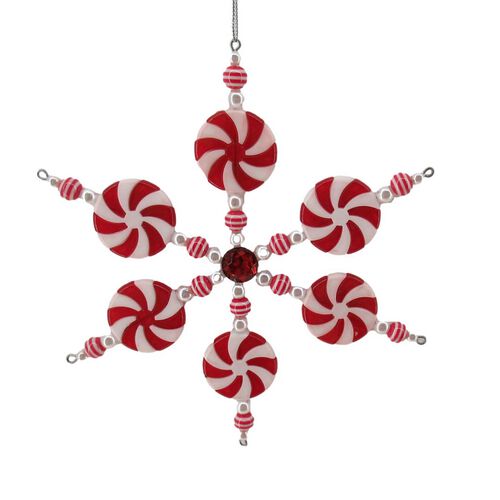 Candy Cane Snowflake 7 Inch