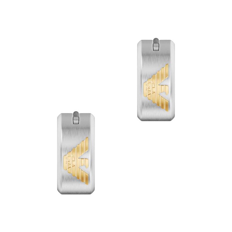 Emporio Armani Two-Tone Stainless Steel Hoop Earrings image number 1