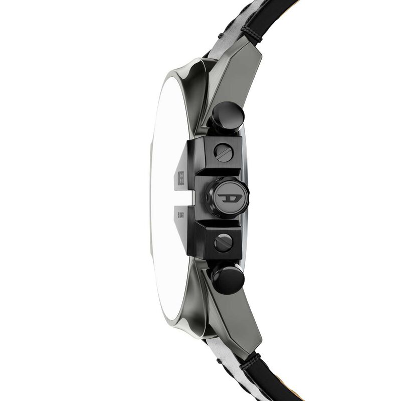 Diesel Mega Chief Slim Chronograph Black Leather Watch image number 2