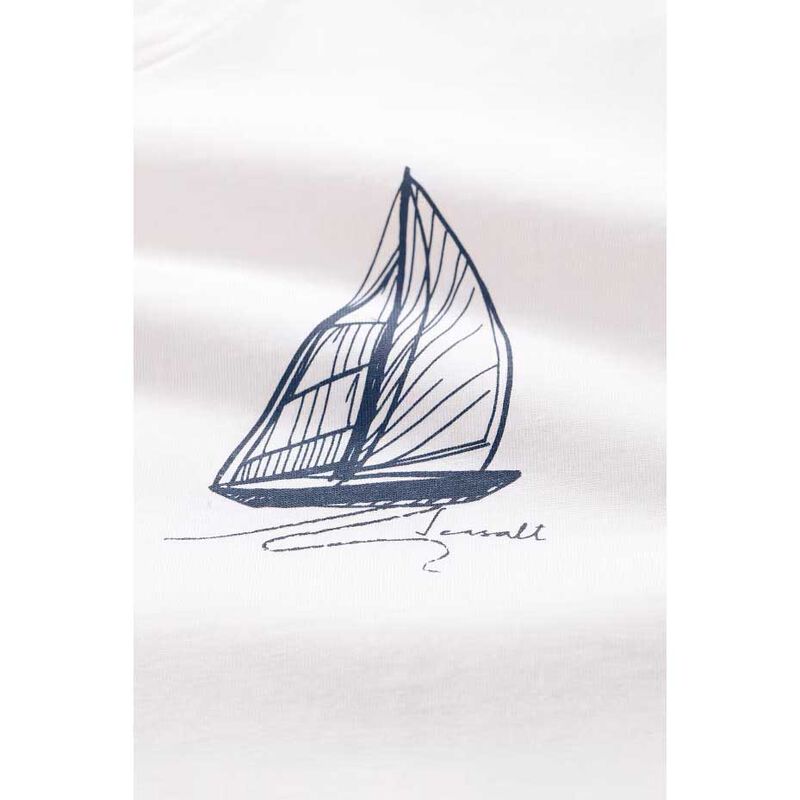 Seasalt Cornwall Mens Loggerhead T-Shirt Sailboat Sketch Chalk image number 2