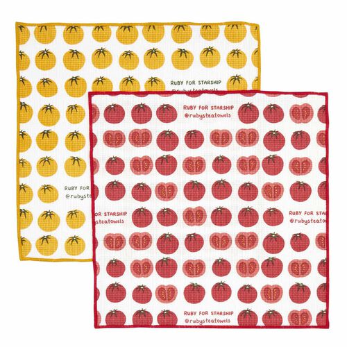 Wallace Cotton Starship Tomato Washcloth Set 2